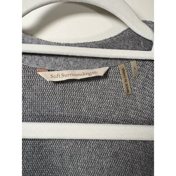 SOFT SURROUNDINGS Cashmere Blend Shawl Cardigan Duster Grey Leather Fringe Large - Picture 4 of 8